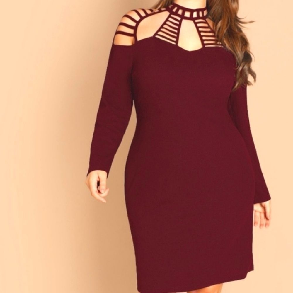 Ladies  Sexy Caged Red Wine Dress sz 1x